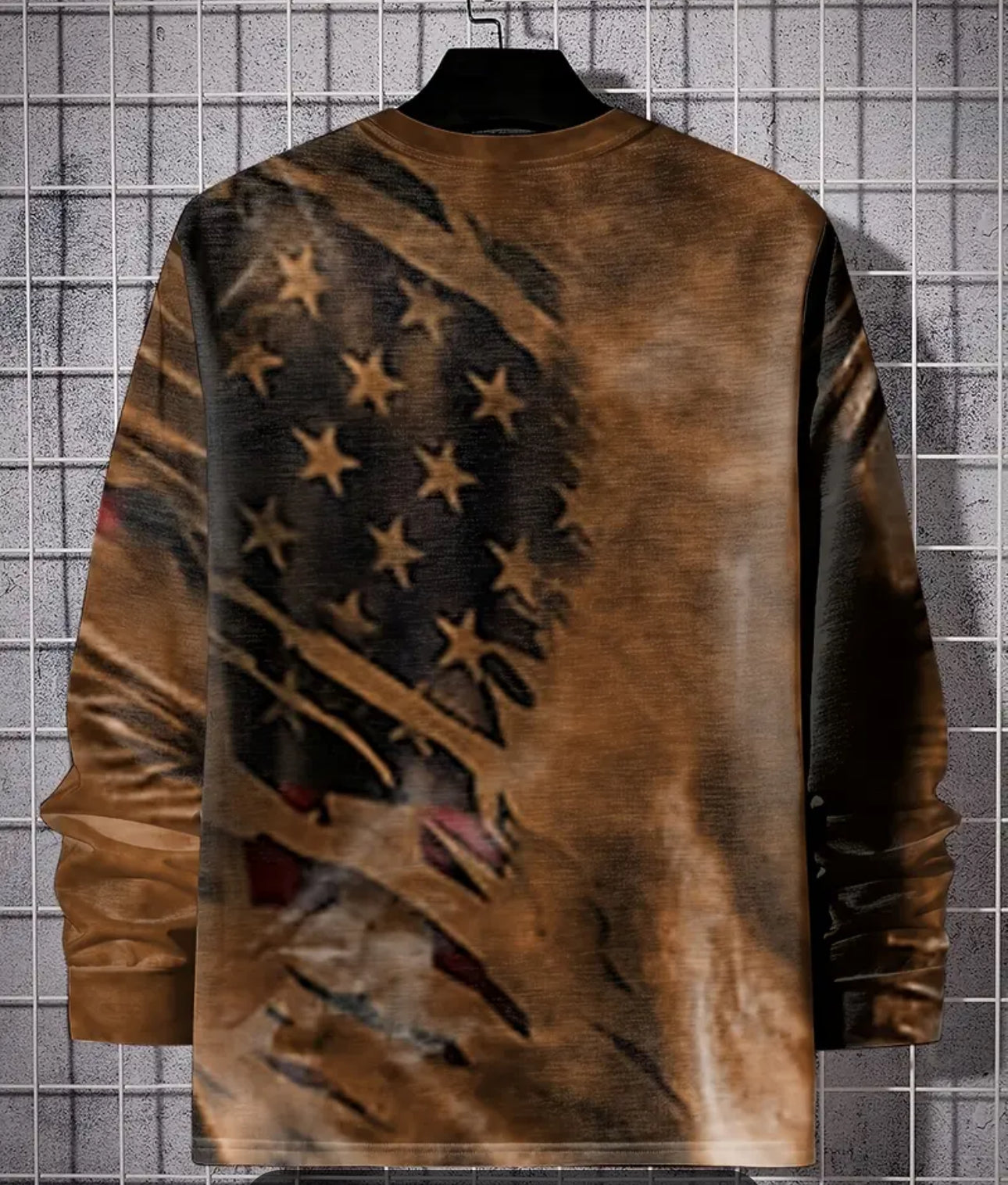 Mens Long sleeve Flag Pattern