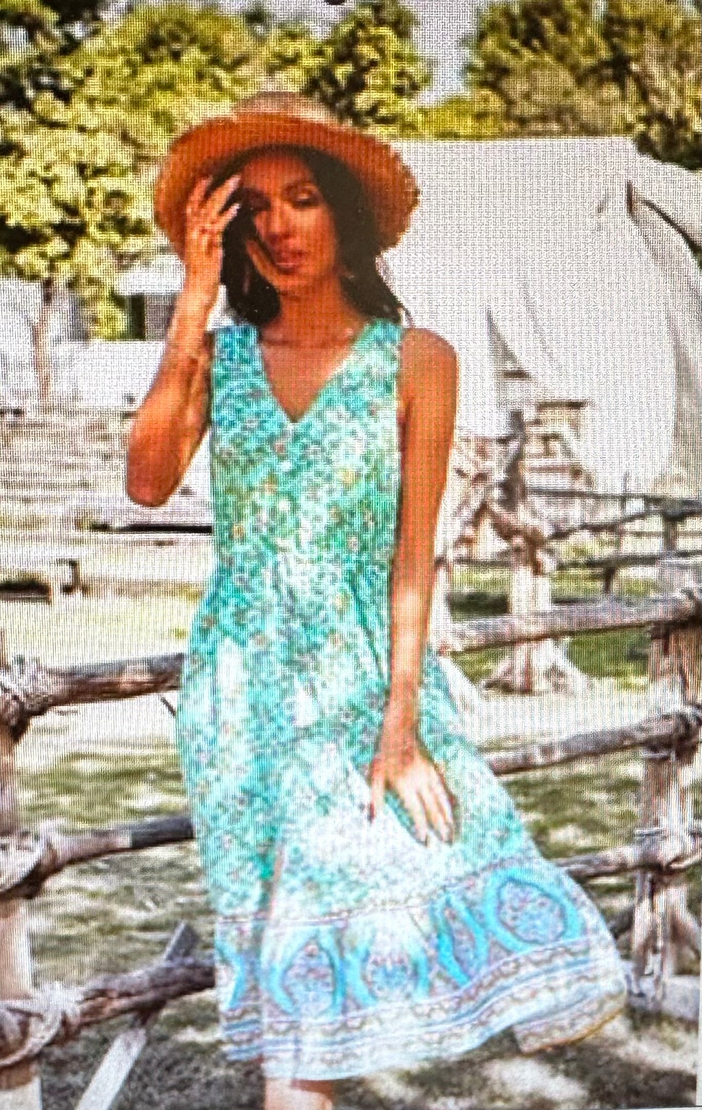 Sleeveless Floral V Neck Dress