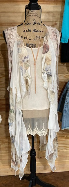 Embroidery Vest with Print and Layers