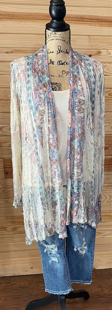 Turquoise Lace Cardigan