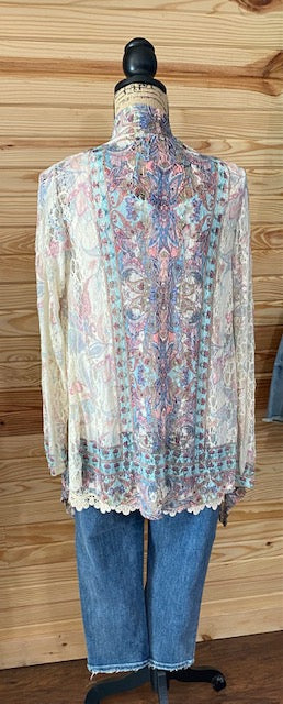 Turquoise Lace Cardigan