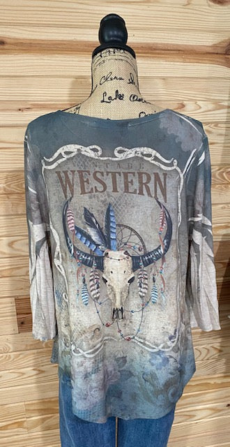 Printed 3/4 Sleeve Top