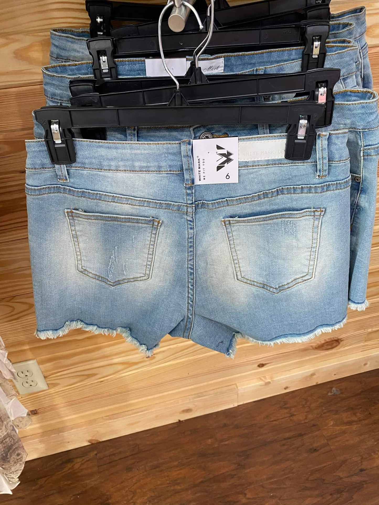 Mid Ripped Stretch Denim Shorts