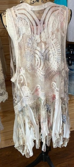 Embroidery Vest with Print and Layers