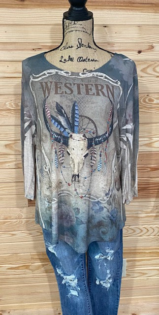 Printed 3/4 Sleeve Top