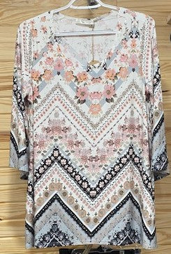 PINK/IVORY Round Neck