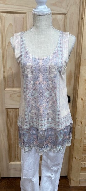 Turquoise Lace Tank