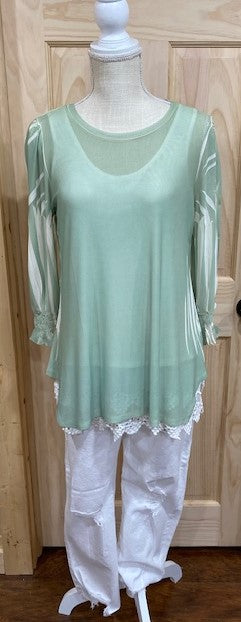 Sage Mesh Top